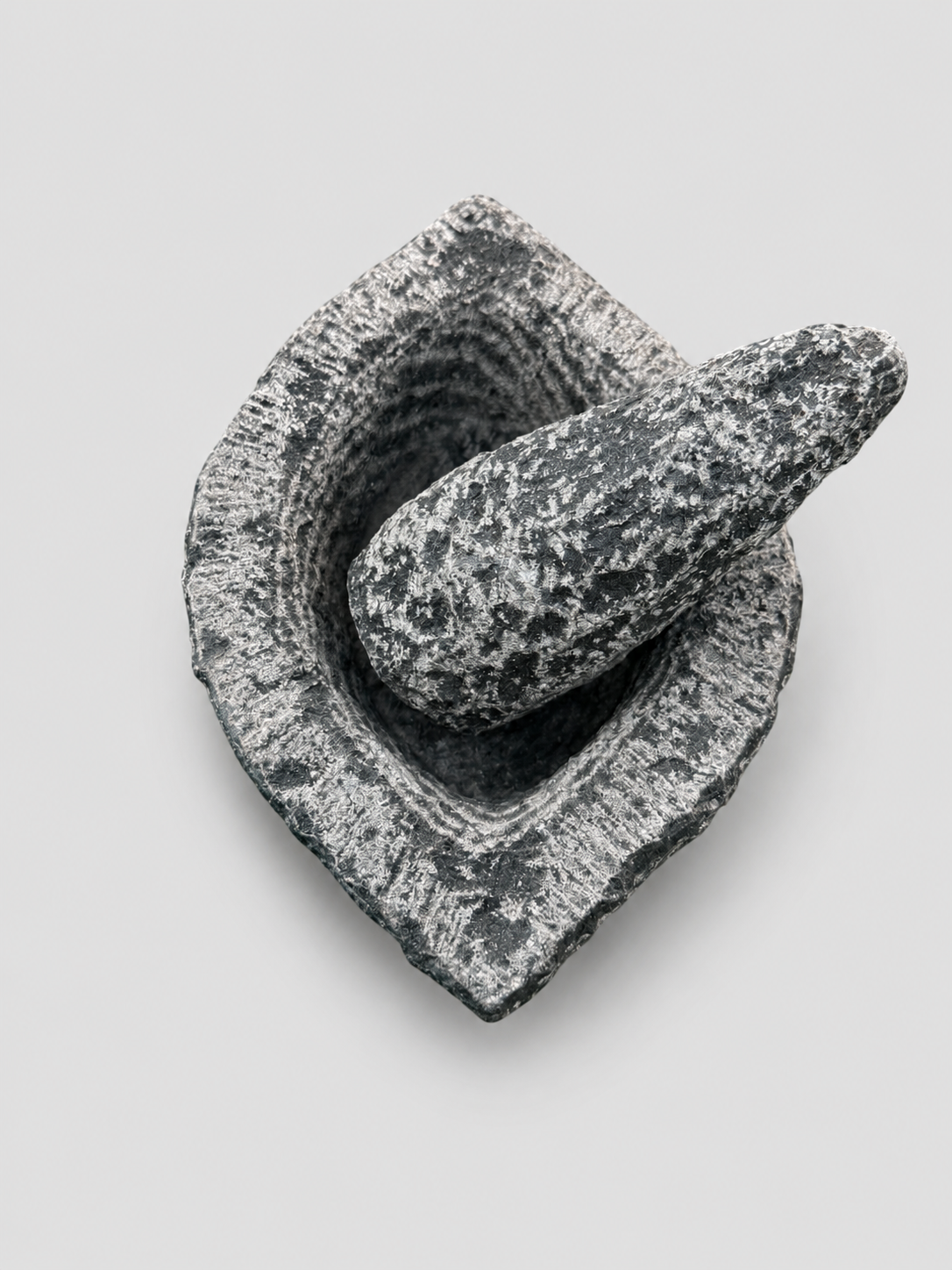 Traditional Handmade Boat Shape Mortar Pestle Set  (Ariyuva Kallu)