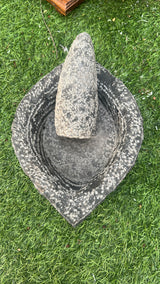Traditional Handmade Boat Shape Mortar Pestle Set  (Ariyuva Kallu)