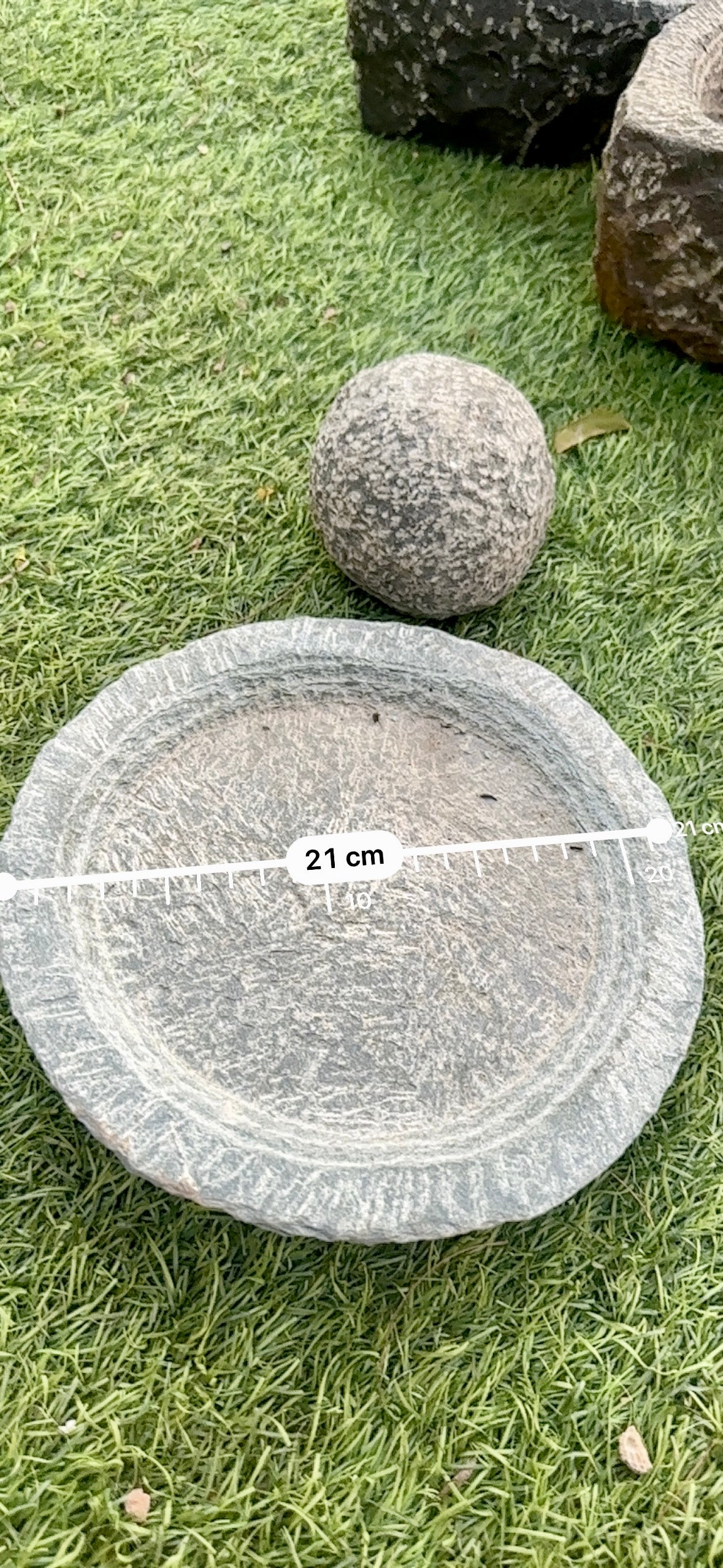 Handmade Stone Plate and Stone Ball Mortar Pestle set