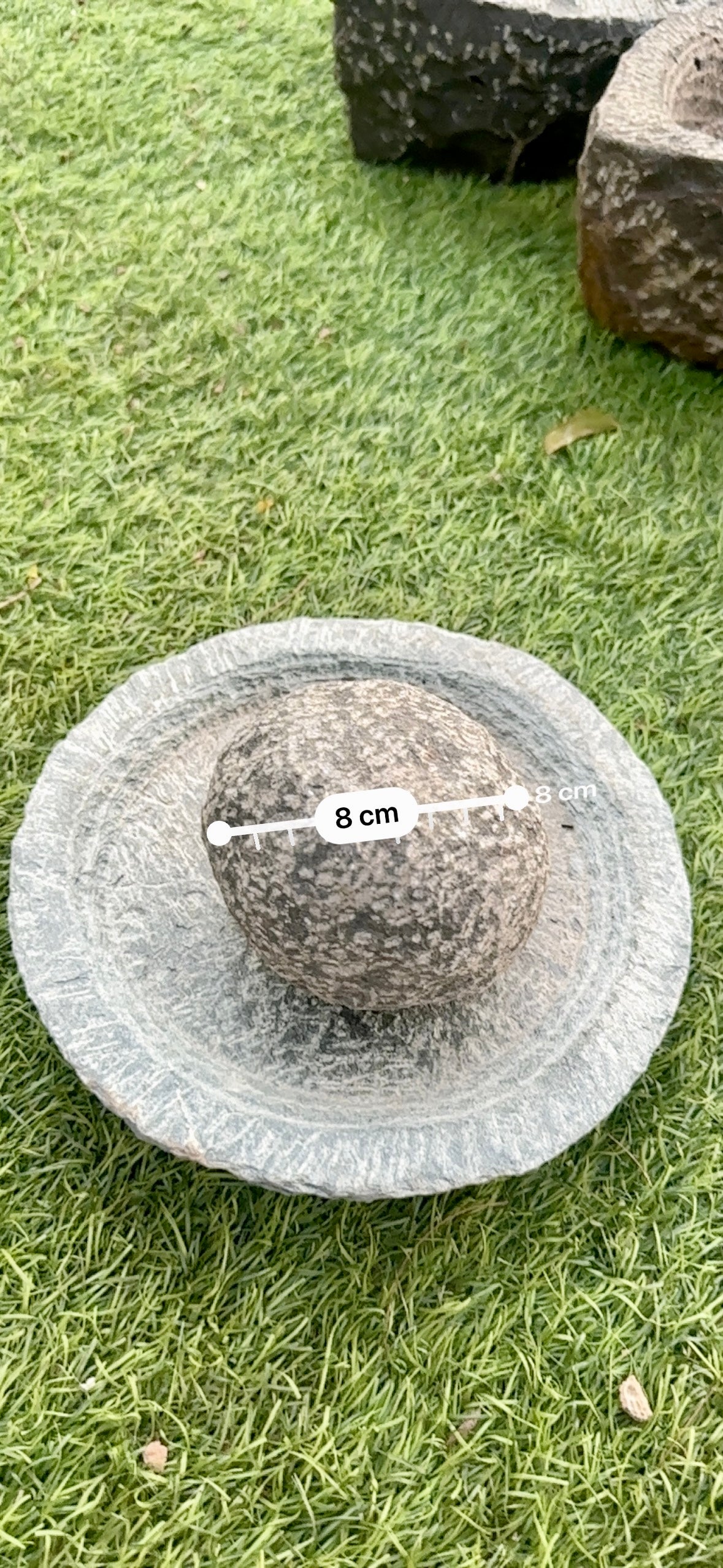 Handmade Stone Plate and Stone Ball Mortar Pestle set