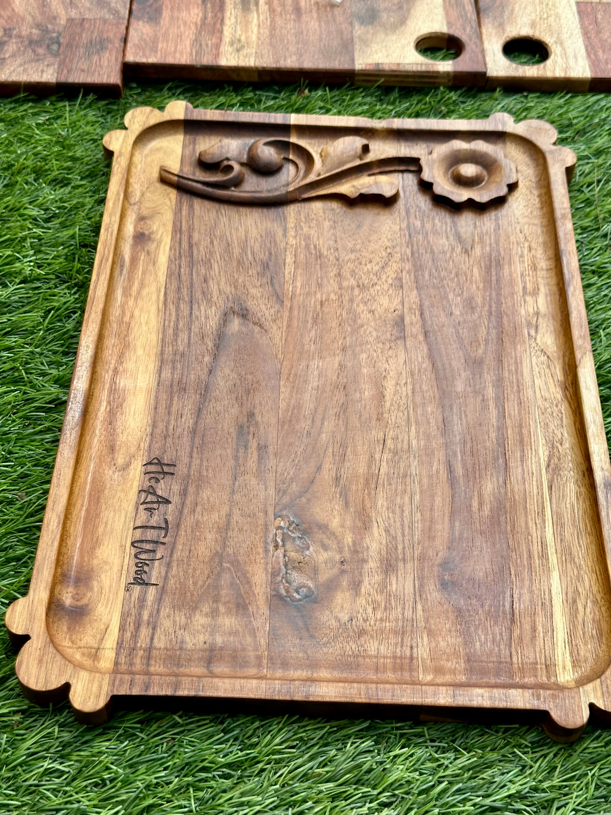 Hand-Carved Teakwood Decorative Serving Platter