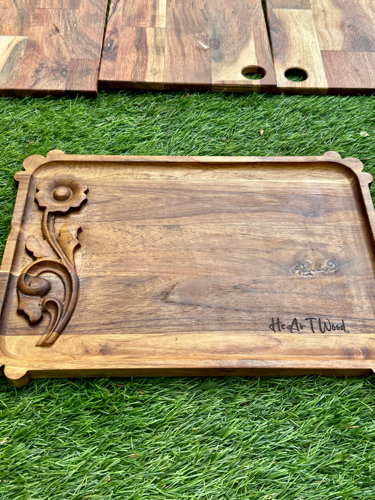 Hand-Carved Teakwood Decorative Serving Platter