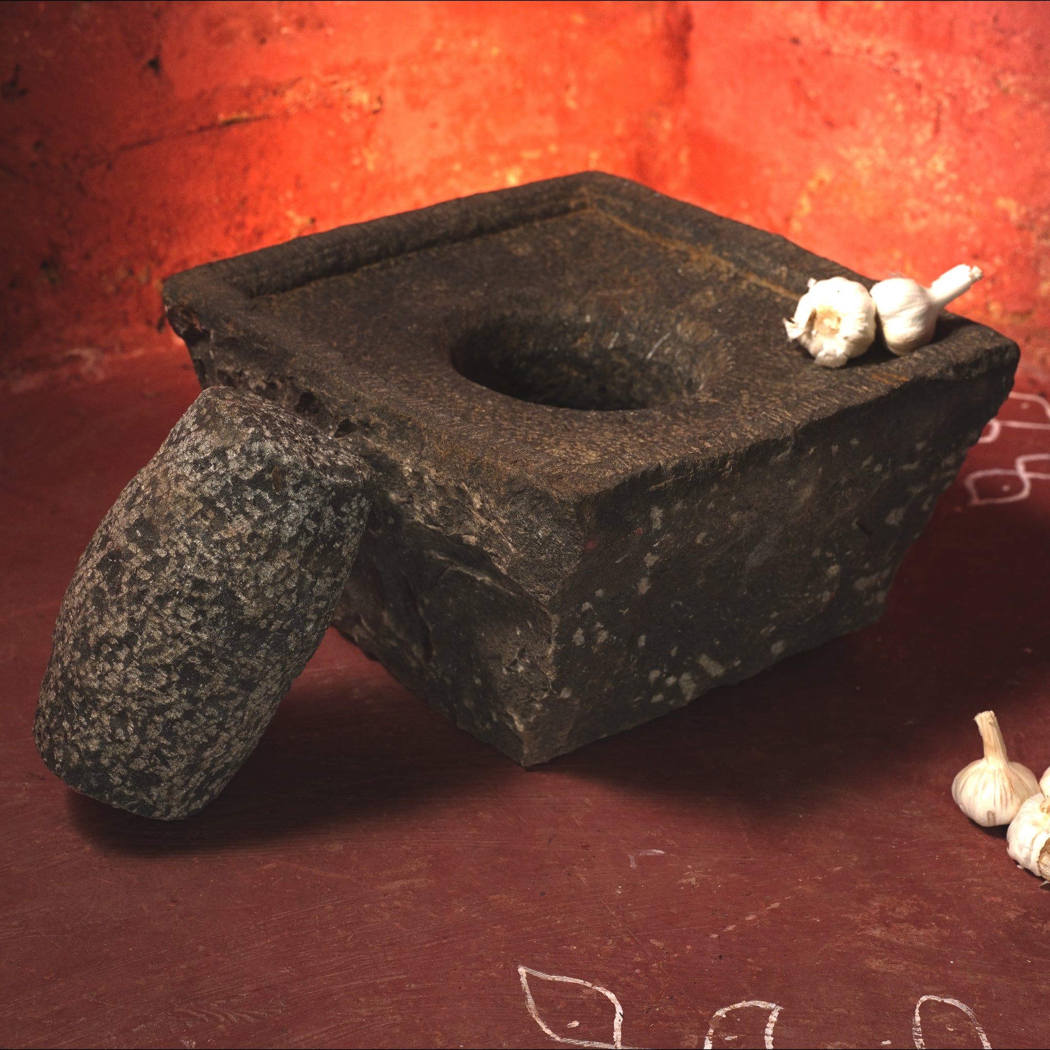 Handmade Large Square Mortar Pestle Set