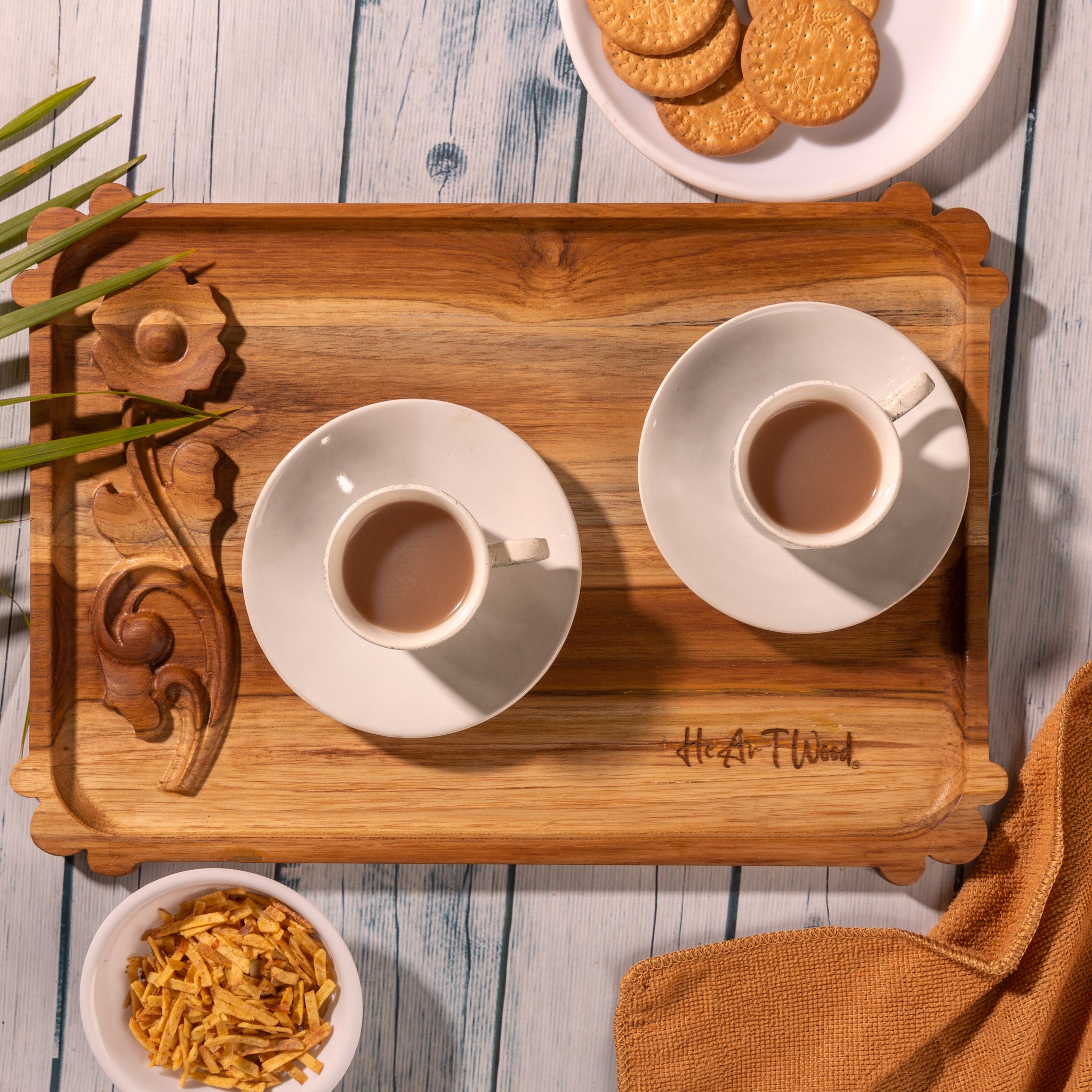 Hand-Carved Teakwood Decorative Serving Platter