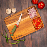 Teak Wood 2 Dip Chopper and Serving Platter