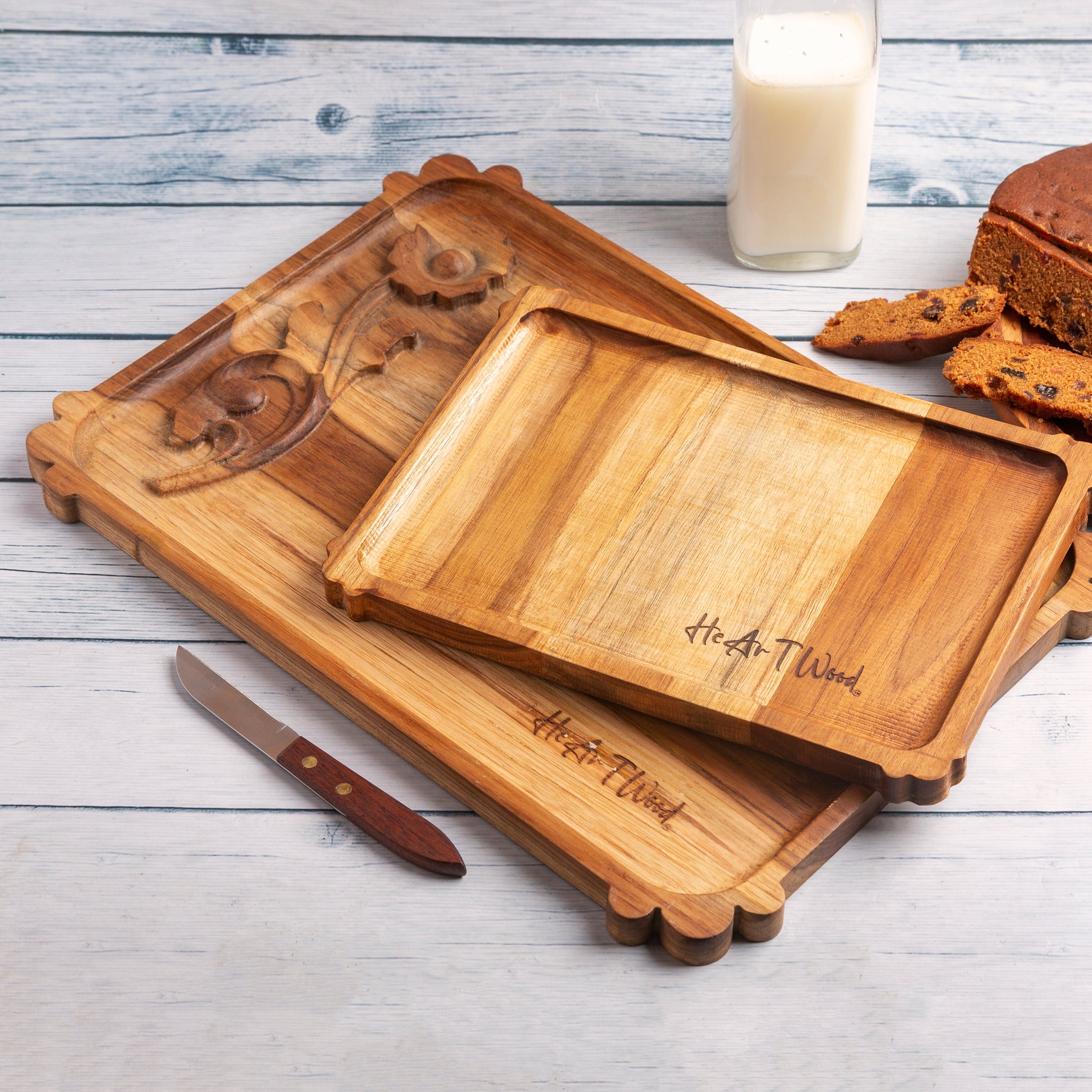 Hand-Carved Teakwood Decorative Serving Platter